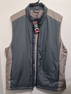 NWT Johnson & Murphy XC4 Men's Two-Tone Performance Golf Vest Gray-Taupe XL
